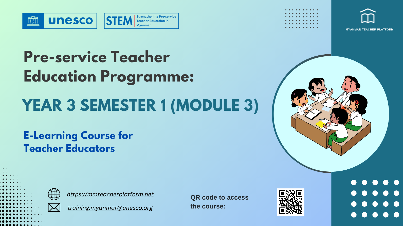 Module (3) of Pre-service Teacher Education Programme: Year 3 Semester 1 E-Learning Course for Teacher Educators