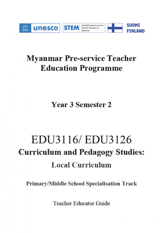 EDC Year 3 Semester 2 Local Curriculum Primary/Middle Track Teacher Educator Guide (English version)