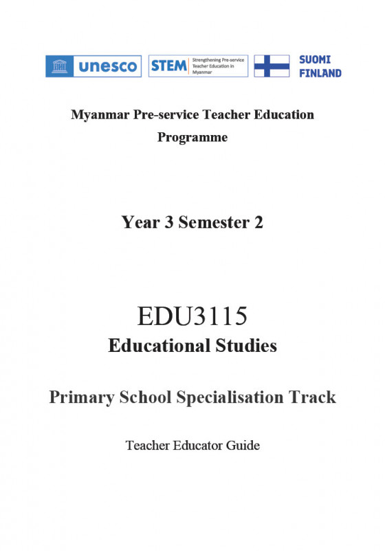 EDC Year 3 Semester 2 Educational Studies Primary Track Teacher Educator Guide (English version)