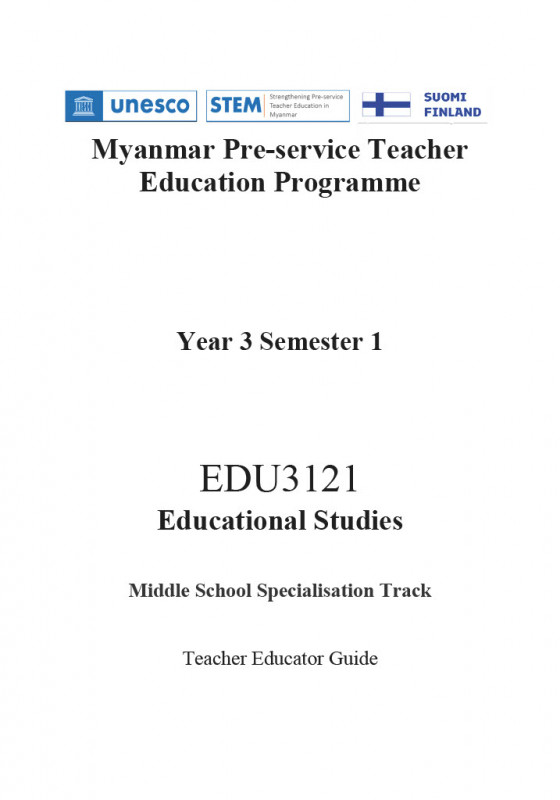 EDC Year 3 Semester 1 Educational Studies Middle Track Teacher Educator Guide (English version)