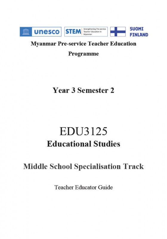 EDC Year 3 Semester 2 Educational Studies Middle Track Teacher Educator Guide (English version)